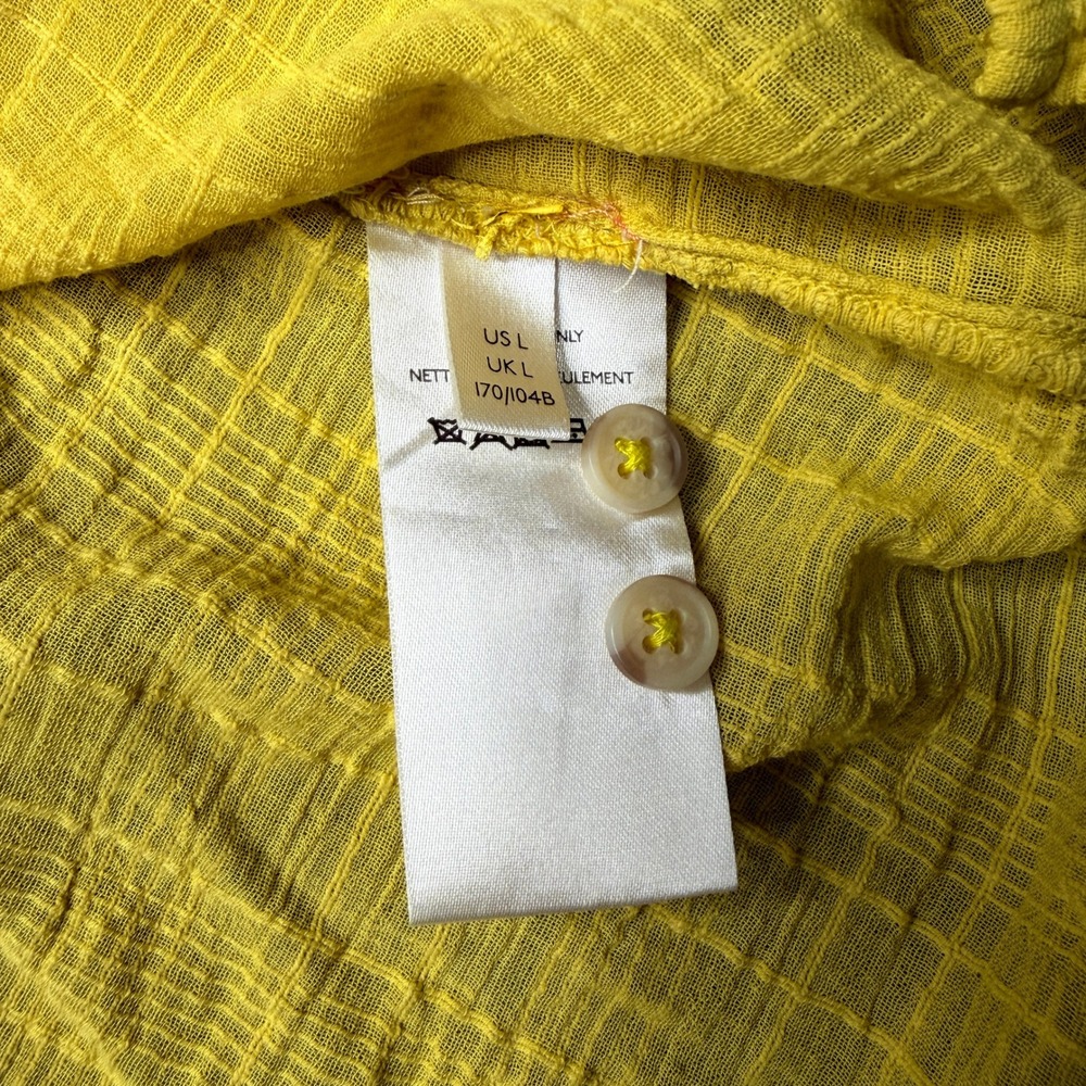 Pilcro Anthropologie Button Down Blouse Womens Large Yellow Swiss Dot Boho Top - Picture 5 of 10